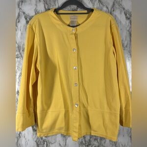 Bobbie Brooks Ladies L Sweater Button Up Cotton/Polyester Blend Yellow